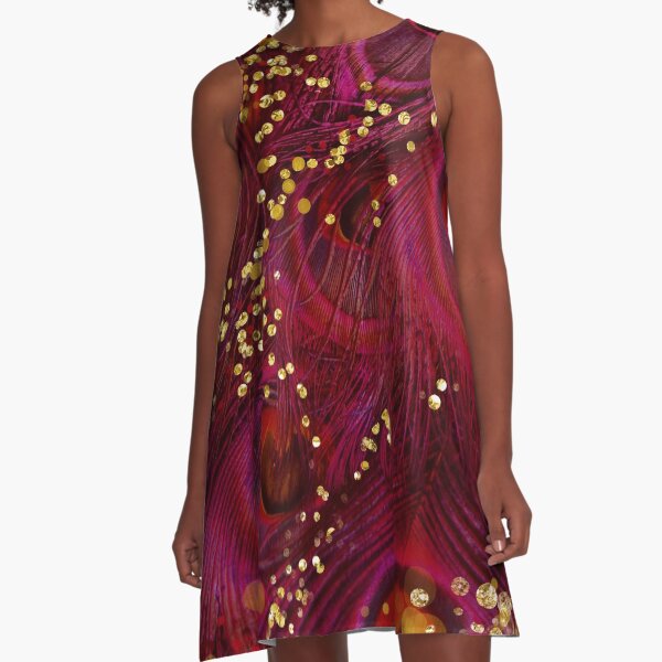 Item preview, Red Fantasy Peacock Feathers laden with gold designed and sold by Glimmersmith.