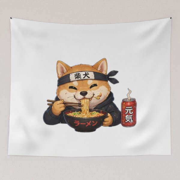 Item preview, Cute Shiba Inu Eating Ramen designed and sold by DailyDoodlesBySumbul.