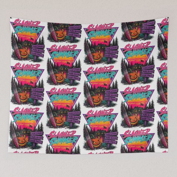 Item preview, Slasher Summer Retro Horror Camp Vintage Sunset Halloween Mashup designed and sold by DarylPope.