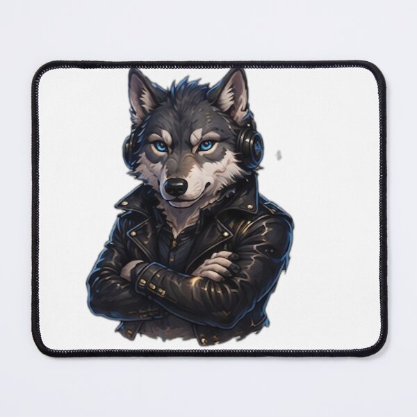 Item preview, Cool Rebel Wolf with Headphones designed and sold by DailyDoodlesBySumbul.