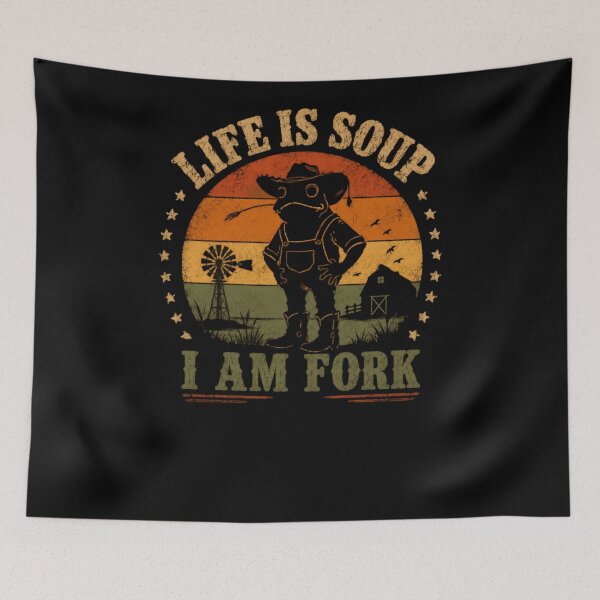 Item preview, Life Is Soup I Am Fork Funny Frog Farmer Countryside Agriculture Vintage designed and sold by RetroMini2026.