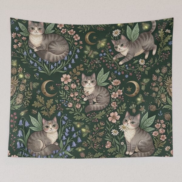 Item preview, Fairy Cat Pattern | Enchanted Forest Cats designed and sold by Iampoji.