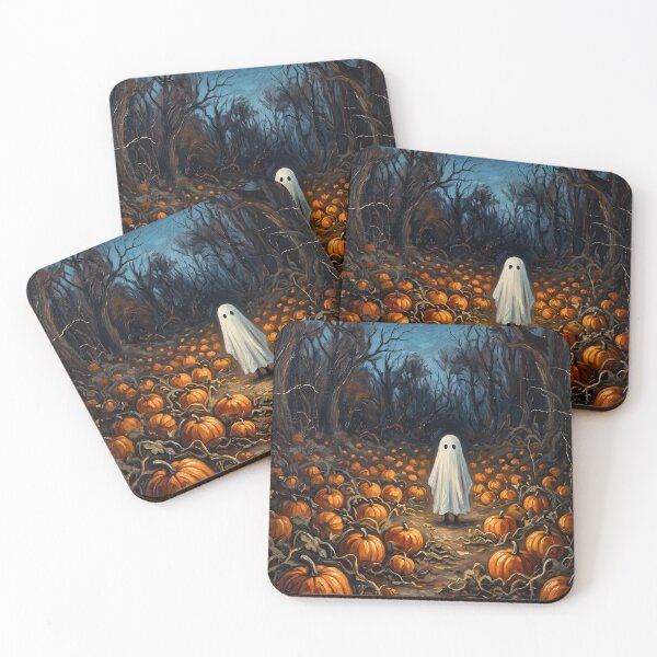 Item preview, Ghost in Pumpkin Patch Art Vintage Halloween designed and sold by Steele-Art.