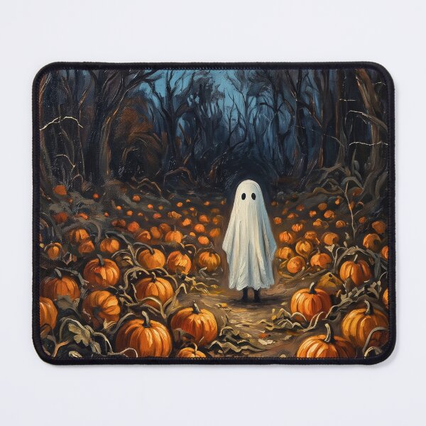 Item preview, Ghost in Pumpkin Patch Art Vintage Halloween designed and sold by Steele-Art.