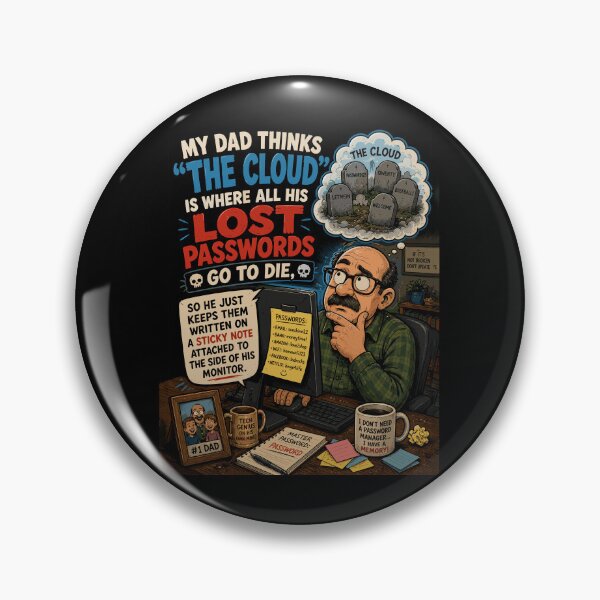 Item preview, Funny Dad Cloud Password T-Shirt – Tech Humor Sticky Note Cartoon Tee | Geek, IT & Computer Joke Gift designed and sold by just-quotes.