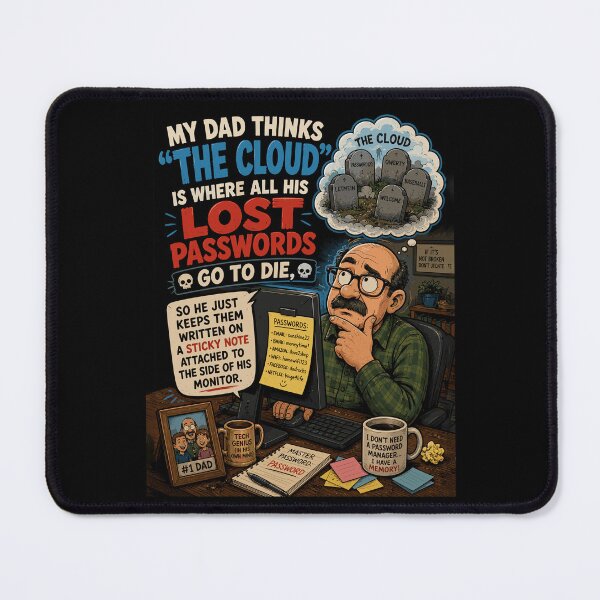 Item preview, Funny Dad Cloud Password T-Shirt – Tech Humor Sticky Note Cartoon Tee | Geek, IT & Computer Joke Gift designed and sold by just-quotes.