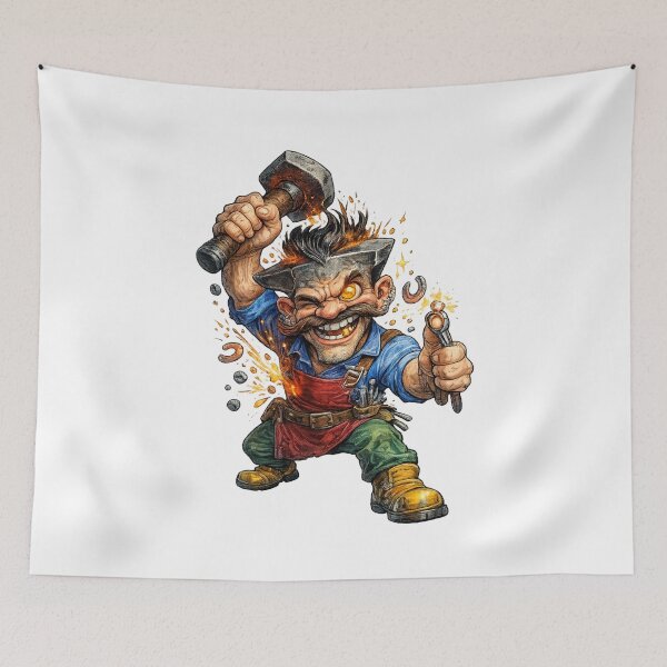 Item preview, Funny Blacksmith Cartoon designed and sold by AlexLineArt.