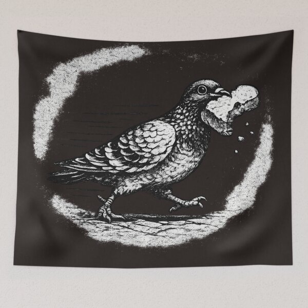 Item preview, Bread Thief Pigeon Vintage Illustration designed and sold by azule1.