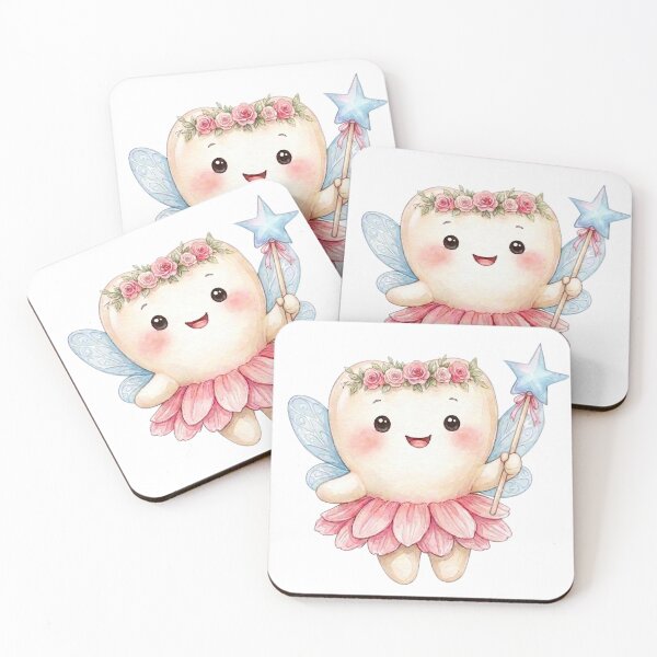 Item preview, Cute Tooth Fairy Holding a Magic Wand | Watercolor Fairy Tooth designed and sold by Mommy-Smile.