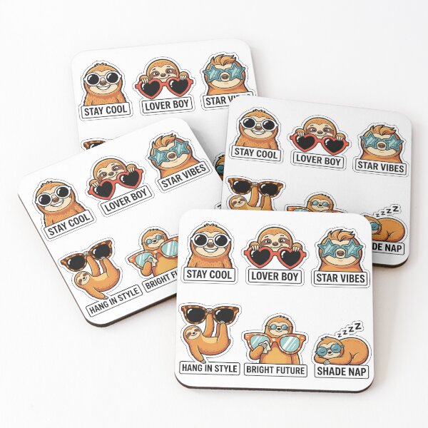Item preview, Vintage Sloth Sunglasses Sticker Pack - Retro Summer & Cool Puns designed and sold by SimpleP.