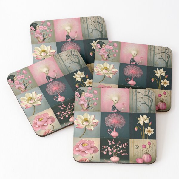 Item preview, Whimsical Pink Botanical  — Vintage Folk Art Flowers designed and sold by Creative Nook.