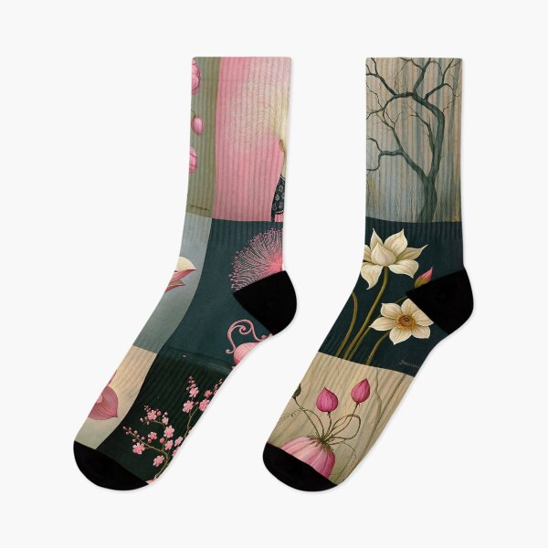 Item preview, Whimsical Pink Botanical — Vintage Folk Art Flowers designed and sold by Creative Nook.