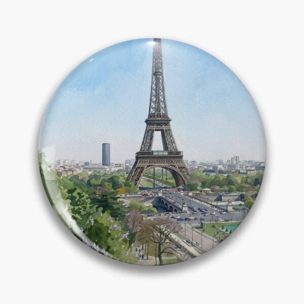 Item preview, Eiffel Tower from Trocadéro — Paris Watercolor Cityscape designed and sold by M.ALK.Watercolor.