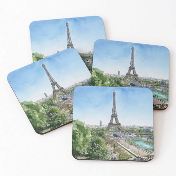 Item preview, Eiffel Tower from Trocadéro — Paris Watercolor Cityscape designed and sold by M.ALK.Watercolor.