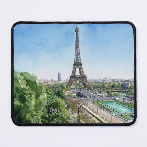 Item preview, Eiffel Tower from Trocadéro — Paris Watercolor Cityscape designed and sold by M.ALK.Watercolor.