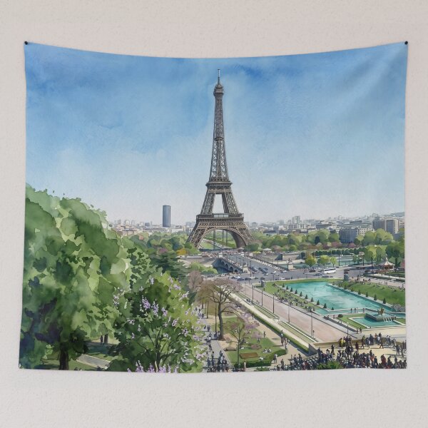 Item preview, Eiffel Tower from Trocadéro — Paris Watercolor Cityscape designed and sold by M.ALK.Watercolor.