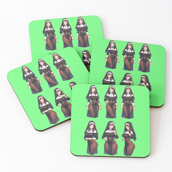 Item preview, Cute Anime Nun Character Sheet 6 Poses, Brown Braids & Classic Habit designed and sold by Neer arts.