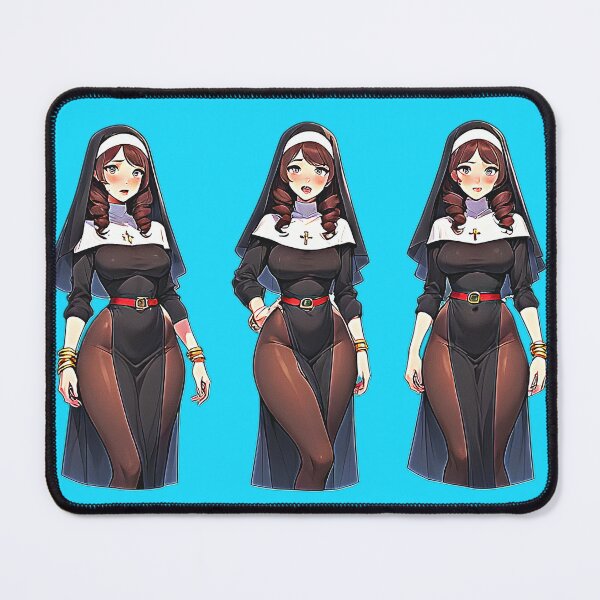 Item preview, Cute Anime Nun Character Sheet 6 Poses, Brown Braids & Classic Habit designed and sold by Neer arts.