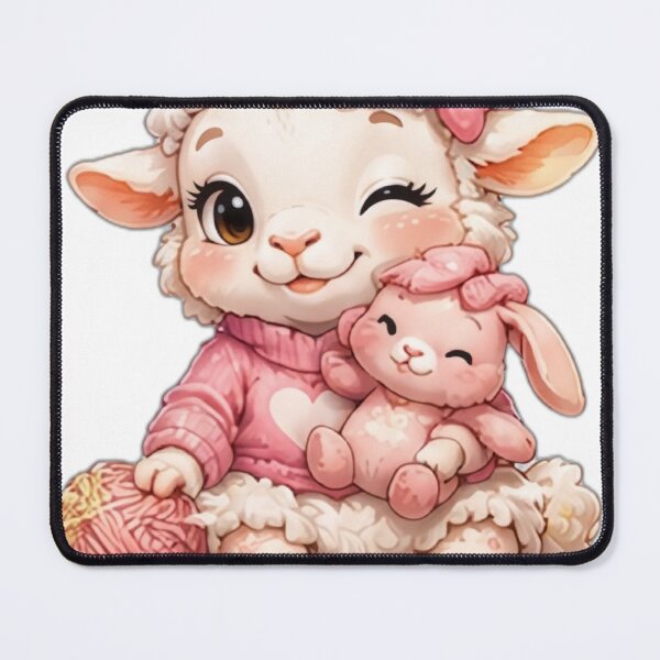 Item preview, Cute Knitting Lamb with Bunny Plush designed and sold by DailyDoodlesBySumbul.