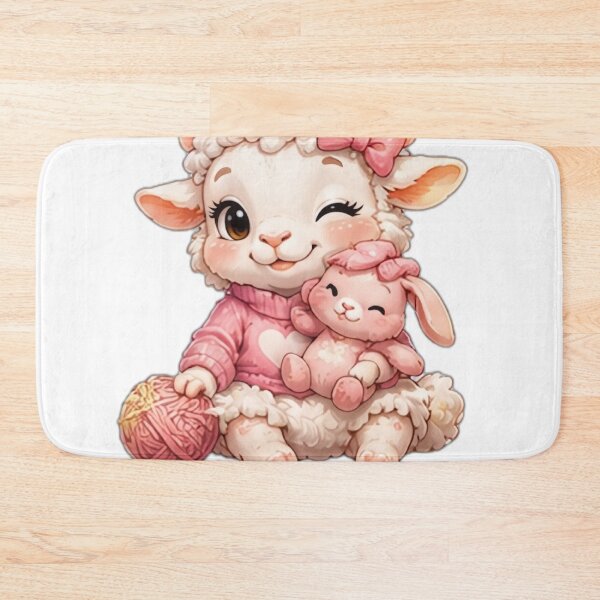 Item preview, Cute Knitting Lamb with Bunny Plush designed and sold by DailyDoodlesBySumbul.