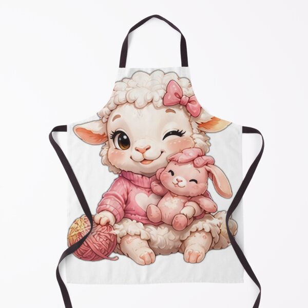 Item preview, Cute Knitting Lamb with Bunny Plush designed and sold by DailyDoodlesBySumbul.