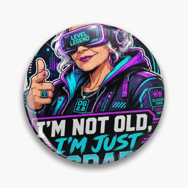 Item preview, I’m Not Old, I’m Just Upgraded – Cyberpunk Grandma designed and sold by Quirky Gaps.