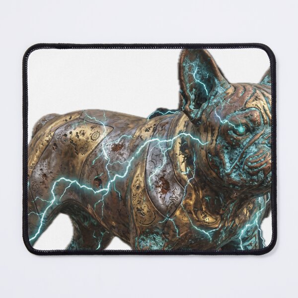 Item preview, Antique Bronze French Bulldog with Electric Energy - Grunge Metal Art designed and sold by miraldymelody.