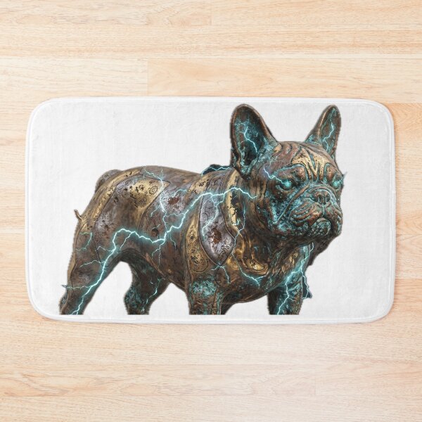 Item preview, Antique Bronze French Bulldog with Electric Energy - Grunge Metal Art designed and sold by miraldymelody.
