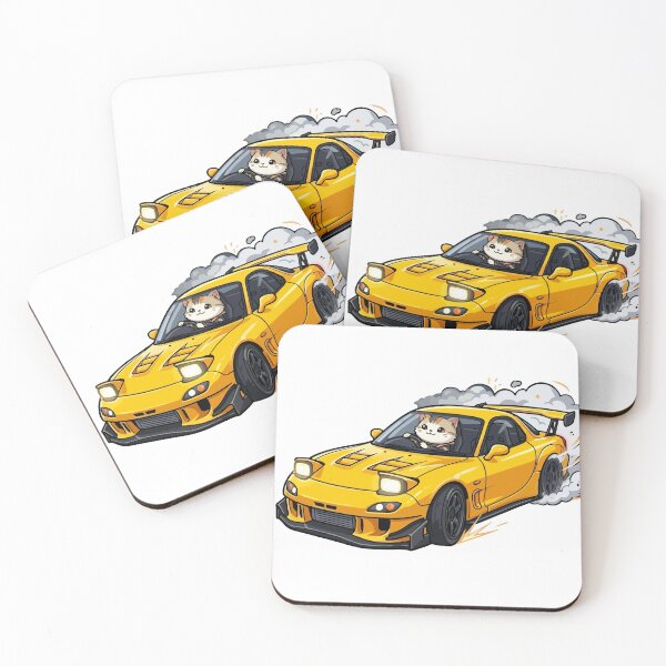 Item preview, Kawaii Drift Cat RX7 JDM Racer Akina mountain designed and sold by Muri Neko.