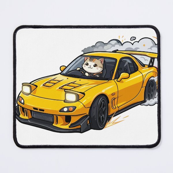 Item preview, Kawaii Drift Cat RX7 JDM Racer Akina mountain designed and sold by Muri Neko.