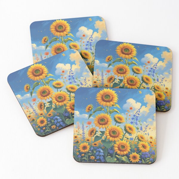 Item preview, Sunflower Field Blue Sky Floral Art designed and sold by AEVORI.