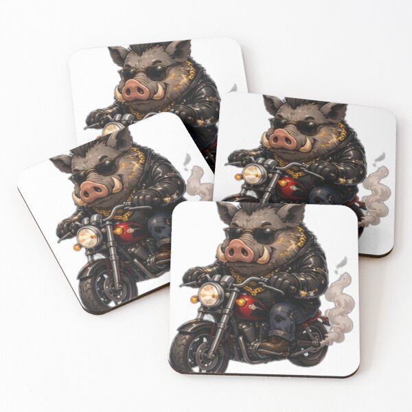 Item preview, Cool Biker Boar Riding Motorcycle designed and sold by DailyDoodlesBySumbul.