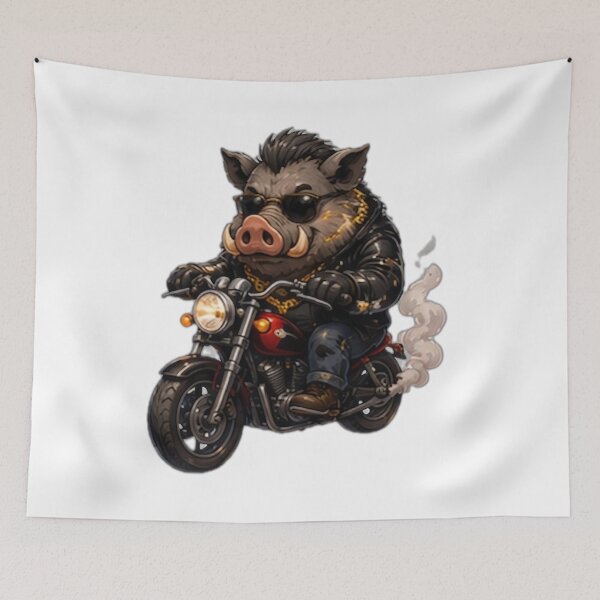 Item preview, Cool Biker Boar Riding Motorcycle designed and sold by DailyDoodlesBySumbul.
