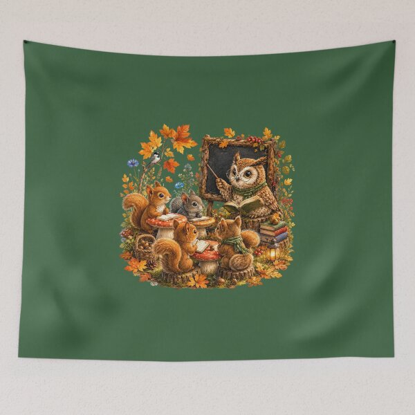 Item preview, Squirrel School Watercolor Illustration – Woodland Classroom Storybook Animal Art designed and sold by MagicMakerPh.