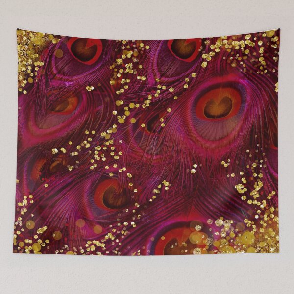 Item preview, Red Fantasy Peacock Feathers laden with gold designed and sold by Glimmersmith.