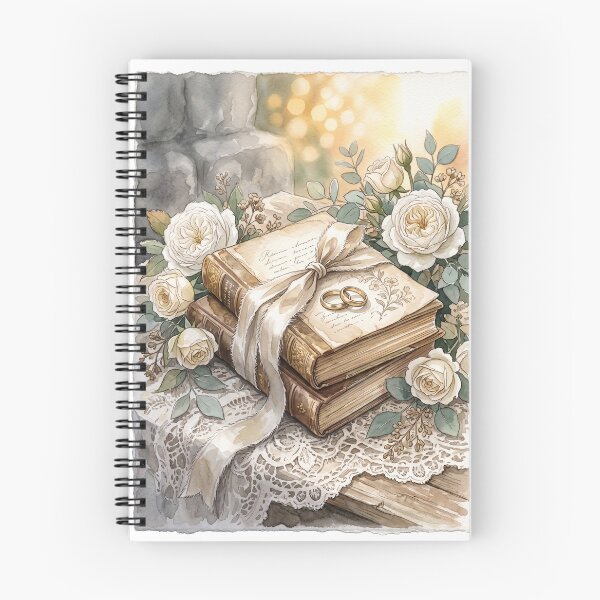Item preview, Light Academia Bible Wedding Rings Ribbon Design | Romantic Christian Vintage Aesthetic | Elegant Marriage & Faith Artwork designed and sold by Softbear Atelier.