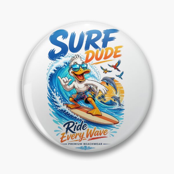 Item preview, Surf Dude Duck Riding Wave designed and sold by Sovereign Supply Co..
