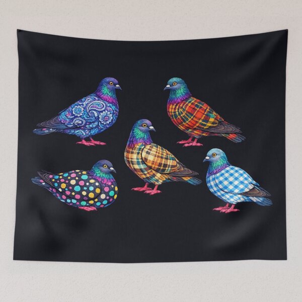Item preview, Colorful Patterned Pigeons Art designed and sold by azule1.