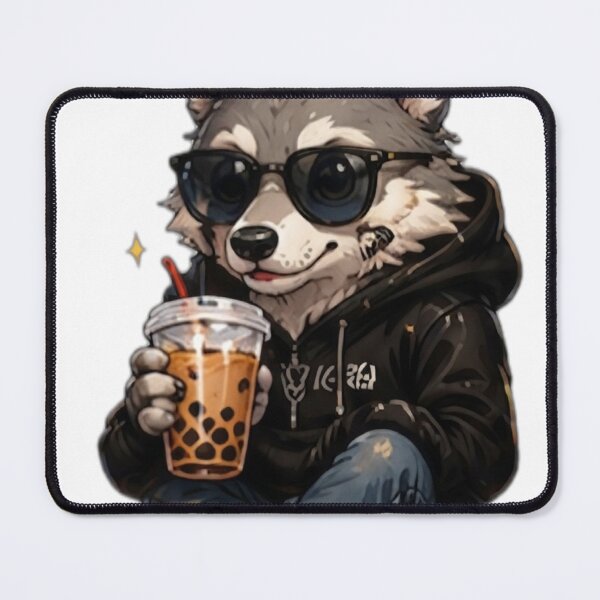 Item preview, Cool Wolf With Bubble Tea designed and sold by DailyDoodlesBySumbul.