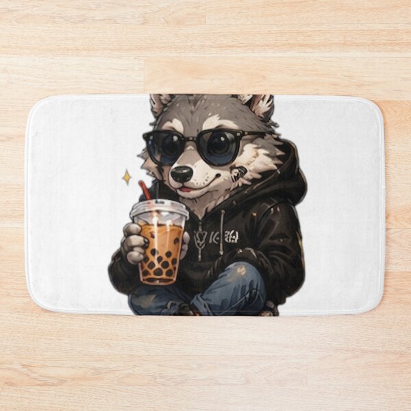 Item preview, Cool Wolf With Bubble Tea designed and sold by DailyDoodlesBySumbul.