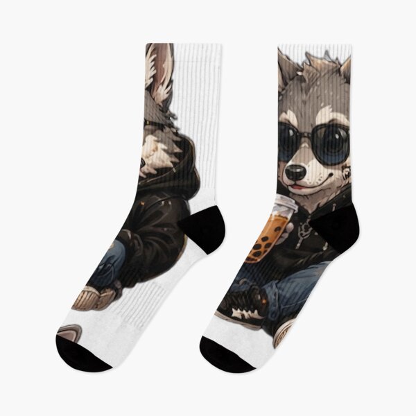 Item preview, Cool Wolf With Bubble Tea designed and sold by DailyDoodlesBySumbul.