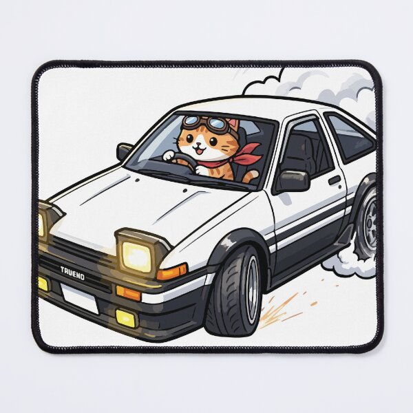 Item preview, Kawaii Drift Cat AE86 JDM Racer Akina mountain designed and sold by Muri Neko.