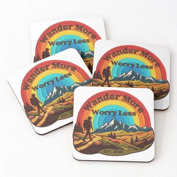 Item preview, Wander More Worry Less Retro Mountain Hiker Badge designed and sold by GabeMountainArt.