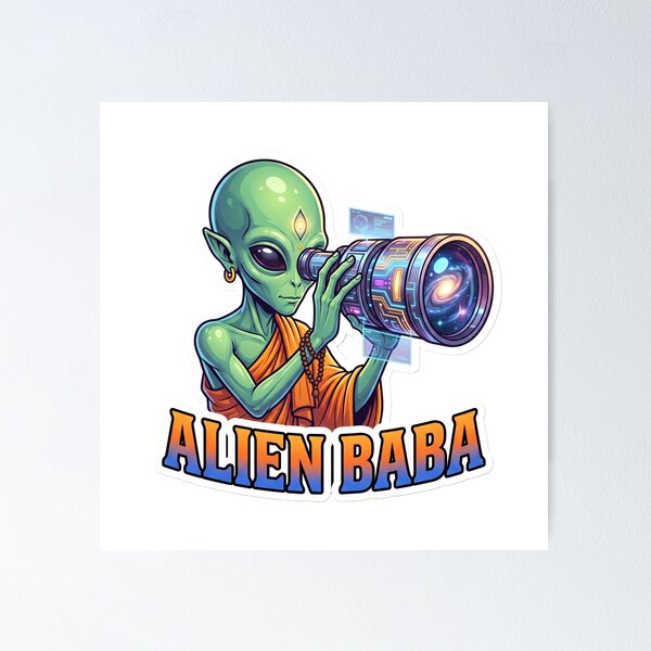 Artikelvorschau, Alien Baba Sternengucker-Aufkleber entworfen und verkauft von krazzyremo.