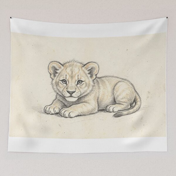Item preview, Lion Cub Pencil Sketch Drawing designed and sold by LCPcreations.