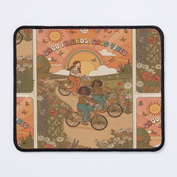 Item preview, Good Friends, Good Vibes |Vintage 70s Friendship Day Retro Bicycle Illustration designed and sold by InspiredCreatives.