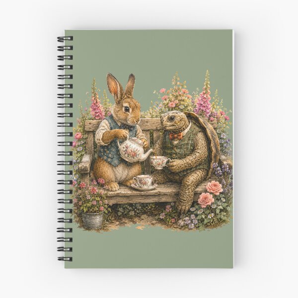Item preview, Rabbit and Tortoise Tea Party Watercolor – Whimsical Garden Friendship Animal Art designed and sold by MagicMakerPh.