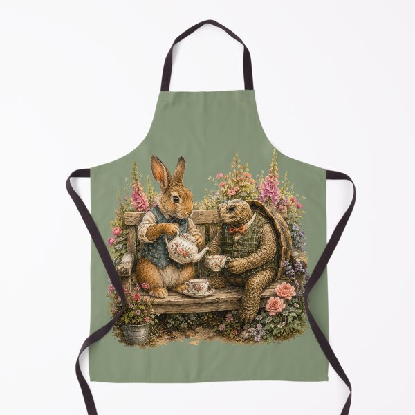 Item preview, Rabbit and Tortoise Tea Party Watercolor – Whimsical Garden Friendship Animal Art designed and sold by MagicMakerPh.