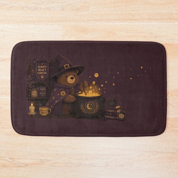 Item preview, Always Bear-y Careful Wizard Brewing Potion Illustration designed and sold by AbderraimArt.