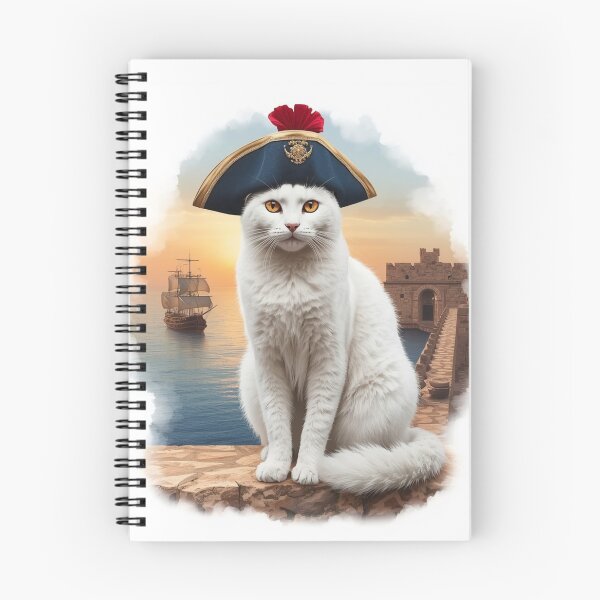 Item preview, Sidi Bou Said White Cat in Barbary Corsair Hat designed and sold by carthagia.